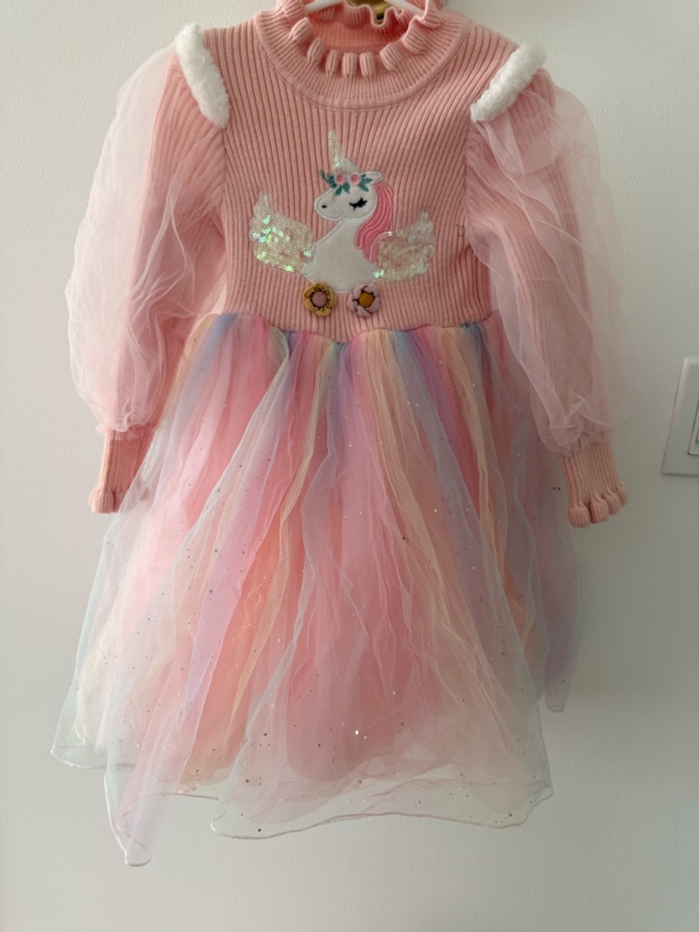 Lola + The Boys Pink Pastel Unicorn Tulle Dress